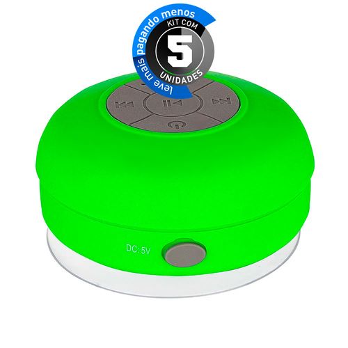 Kit 5 Caixa de Som Bluetooh Resistente a Água - BTS-06, Verde