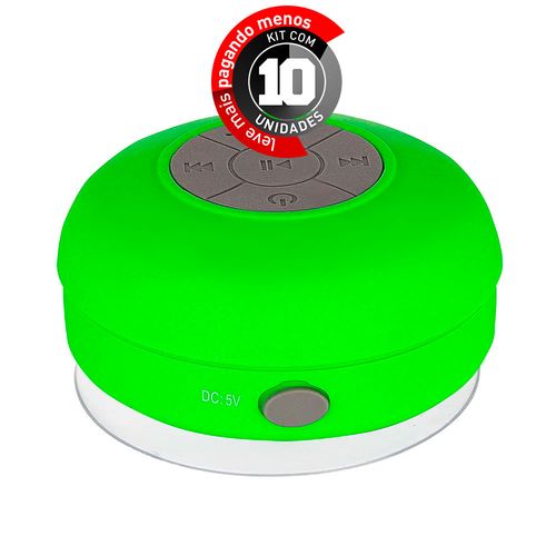 Kit 10 Caixa de Som Bluetooh Resistente a Água - BTS-06, Verde