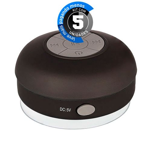 Kit 5 Caixa de Som Bluetooh Resistente a Água - BTS-06, Preto