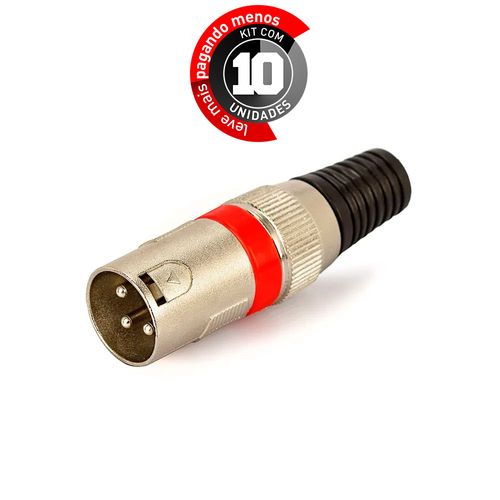 Kit 10 Plug Kanon Macho - Vermelho