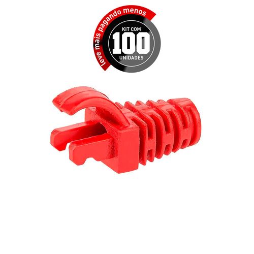 Kit 100 Capa Protetora para Cabo de Rede RJ45 - Vermelho