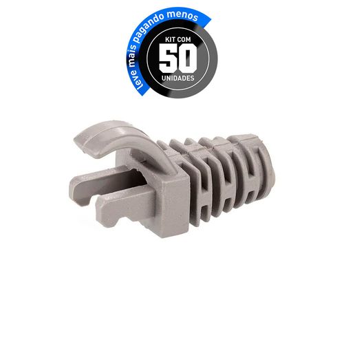 Kit com 50 Capa Protetora para Cabo de Rede RJ45 - Cinza