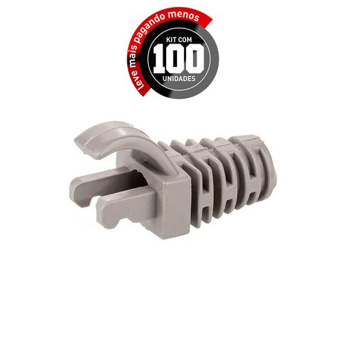 Kit com 100 Capa Protetora para Cabo de Rede RJ45 - Cinza