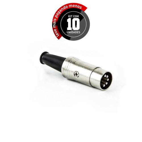 Kit com 10 Plug MIDI DIM Metálico Profissional