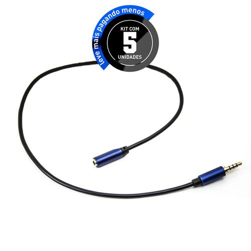 Kit 5 Extensão Fone e Microfone P3 Profissional 1 metro