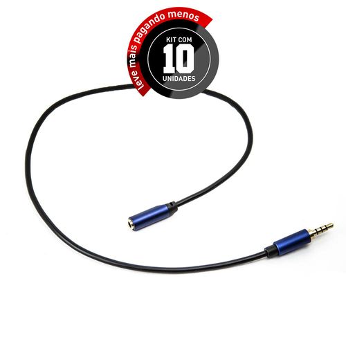 Kit 10 Extensão Fone e Microfone P3 Profissional 1 metro