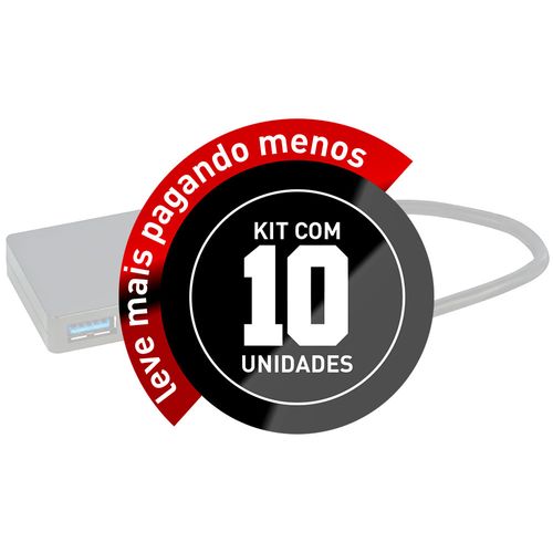 Kit 10 HUB Adaptador USB Tipo C 4 Portas USB 3.0 - Speed 5 Gbps