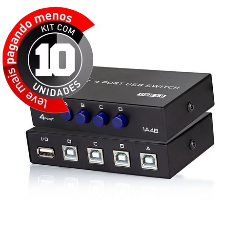 KIT COM 10 SWITCH 4X1 - PERIFÉRICOS USB A/B 2.0