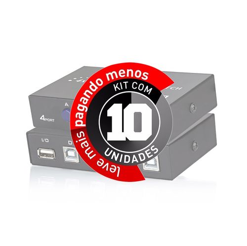 KIT COM 10 SWITCH 4X1 - PERIFÉRICOS USB A/B 2.0