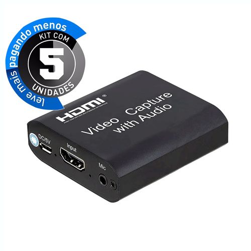 Kit com 5 Placa de Captura de Vídeo e Áudio HDMI USB 4K