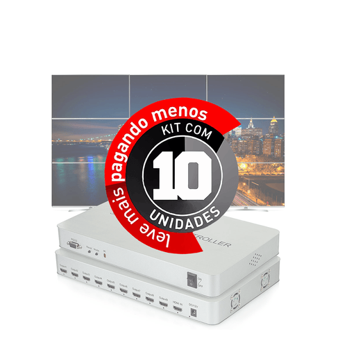Kit com 10 Controladores de Vídeo Wall 3x3 - HDMI