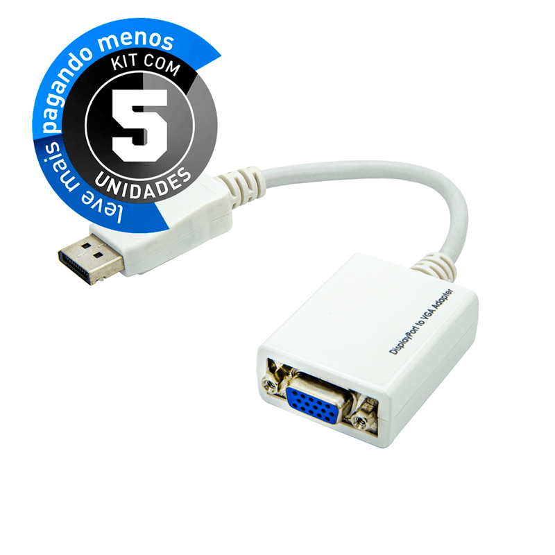 Cabo-Adaptador-Displayport-para-VGA-kit-com-5