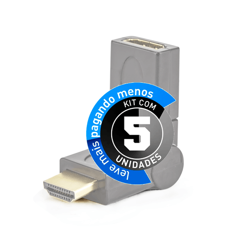Kit com 5 Adaptador HDMI 90° / 180° / 360° Graus