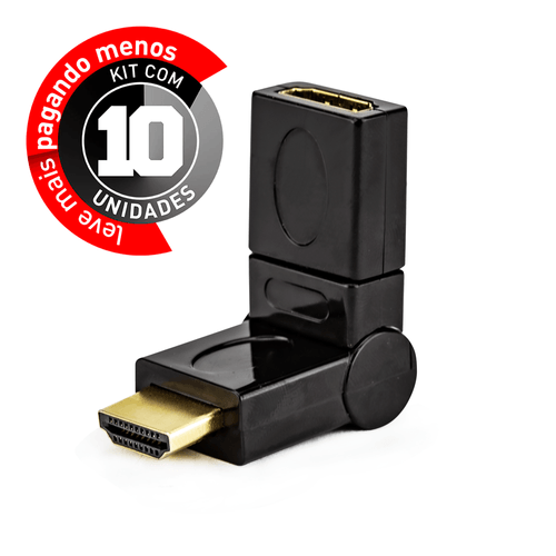 Kit com 10 Adaptador HDMI 90° / 180° / 360° Graus