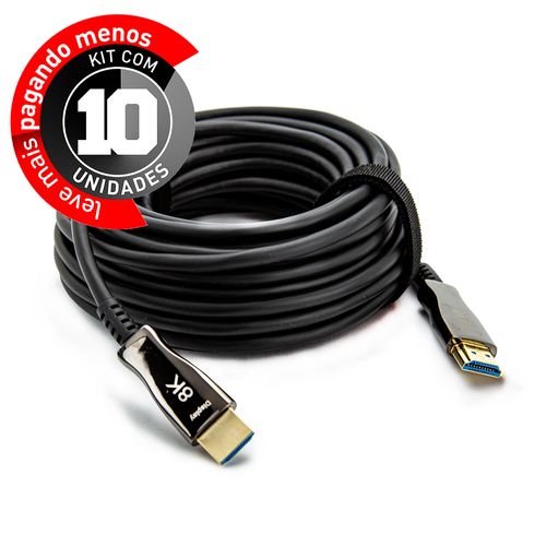 Kit com 10 Cabo HDMI 2.1 8K Fibra Óptica  - 40 Metros