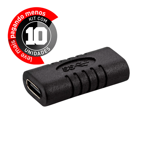 Kit com 10 Emenda USB Tipo-C Fêmea