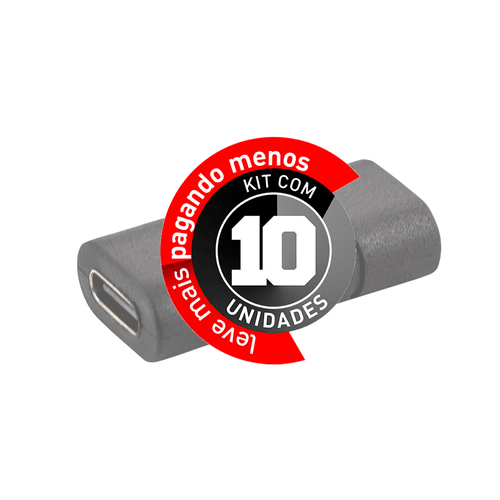 Kit com 10 Emenda USB Tipo-C Fêmea