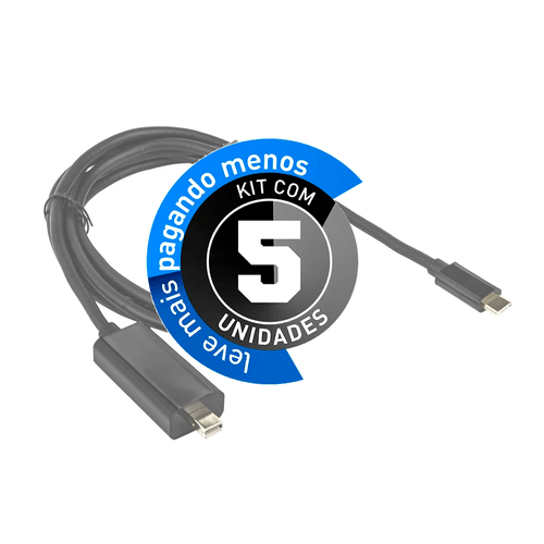 kit com 05 Cabo USB-C Para Mini DisplayPort