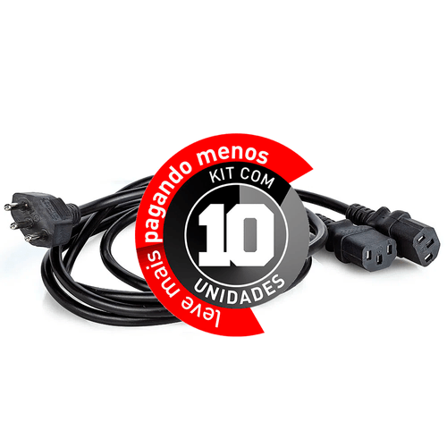 kit com 10 Cabo Y de Força, Tripolar 10A Com 1,5 Metros