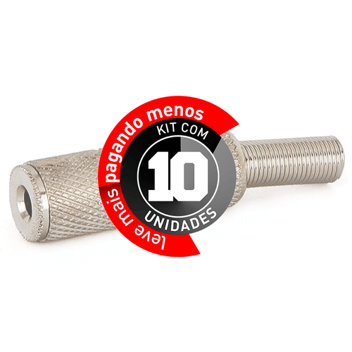 kit com 10 PLug P2 Fêmea Niquelado