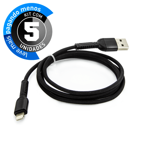 kit com 05 Cabo  para iPhone USB 2.0, Nylon