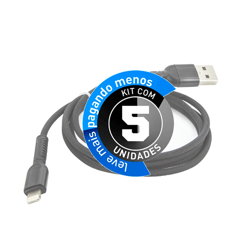 kit com 05 Cabo  para iPhone USB 2.0, Nylon