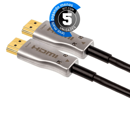 Kit com 05 Cabos HDMI Fibra Óptica 40 metros