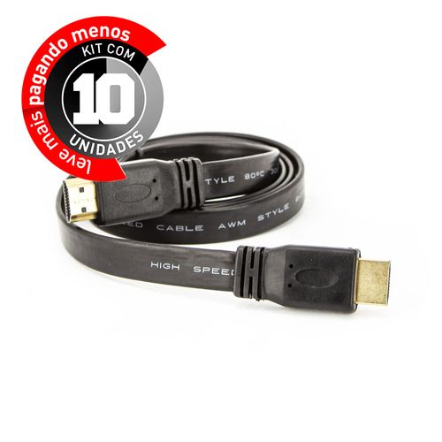 Kit com 10 Cabo HDMI Flat 2.0 - 1,5 Metros