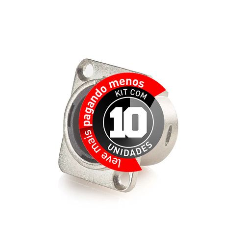 Kit com 10 Conector XRL Macho Painel de Metal Cirilo Cabos