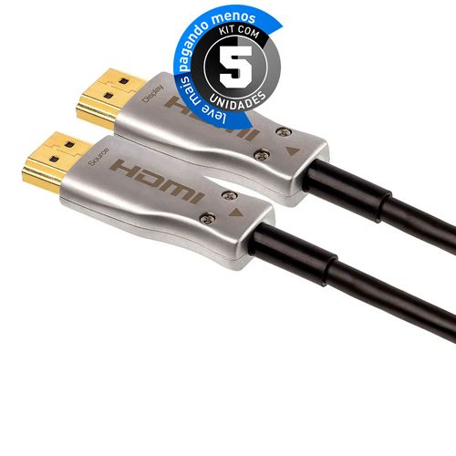 Kit com 5 Cabos HDMI Fibra Óptica 15 metros