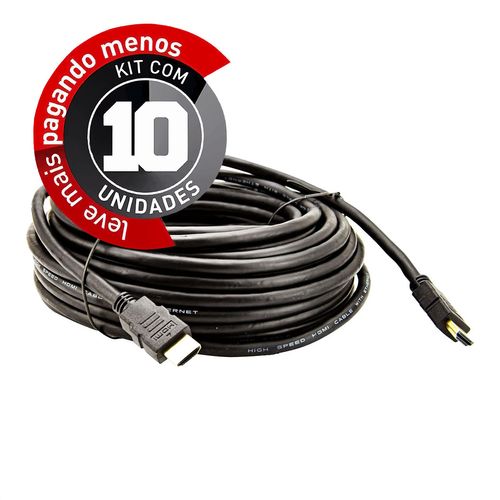 Cabo HDMI 2.0 4K Ultra HD 3D - 15 Metros - Kit 10