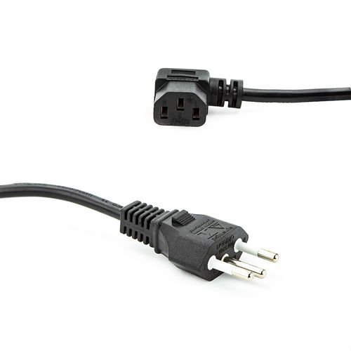 Kit com 10 Cabo de Força Novo Padrão 90º graus 10A 1,5m