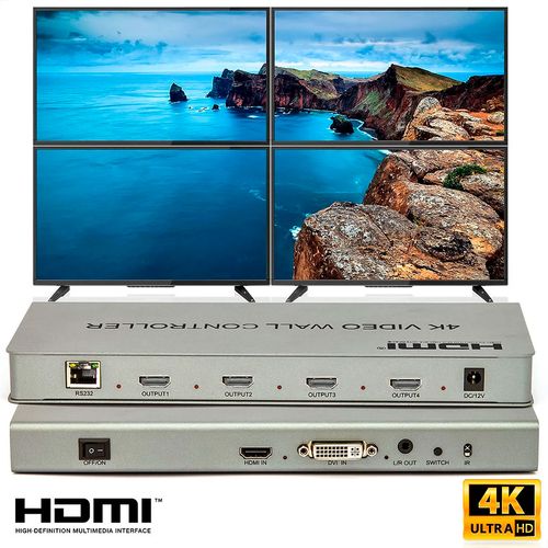 Kit com 5 com Video Wall Controller 2x2 4K