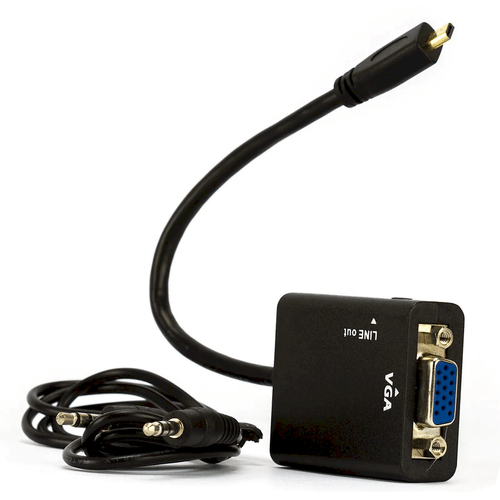 kit 05 Cabo Adaptador Micro HDMI para VGA Com Áudio - Preto