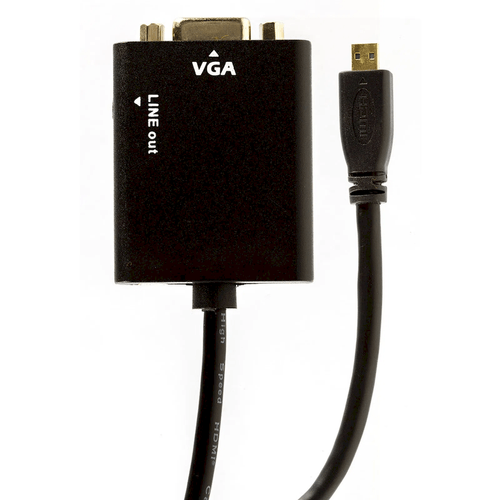 Kit com 5 Cabos Adaptador Micro HDMI para VGA Com Áudio