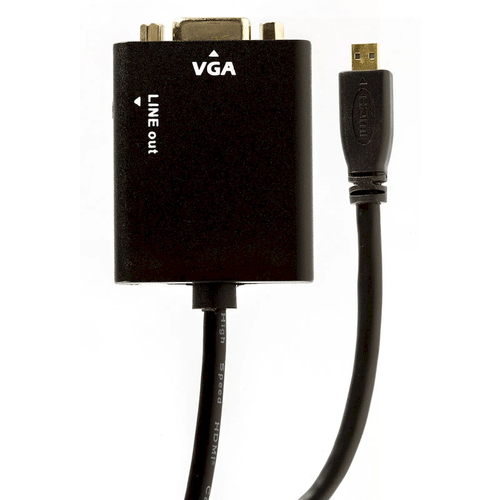 kit 10 Cabo Adaptador Micro HDMI para VGA Com Áudio - Preto