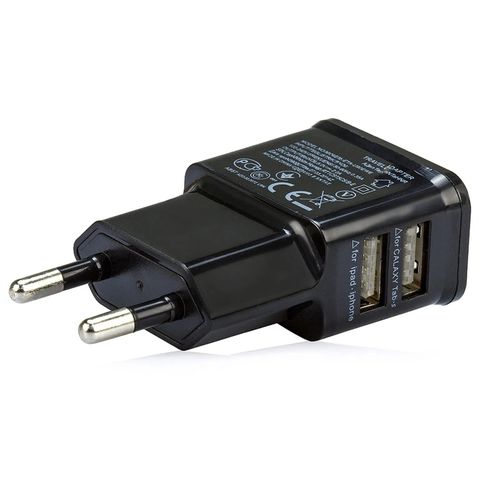 Kit com 5 Carregador Plug para Celular - com 2 entradas USB - Preto