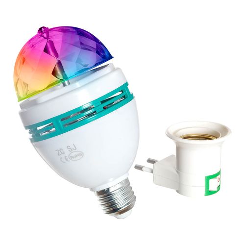 Lâmpada LED RGB E27 Globo Giratória de Festa Colorida