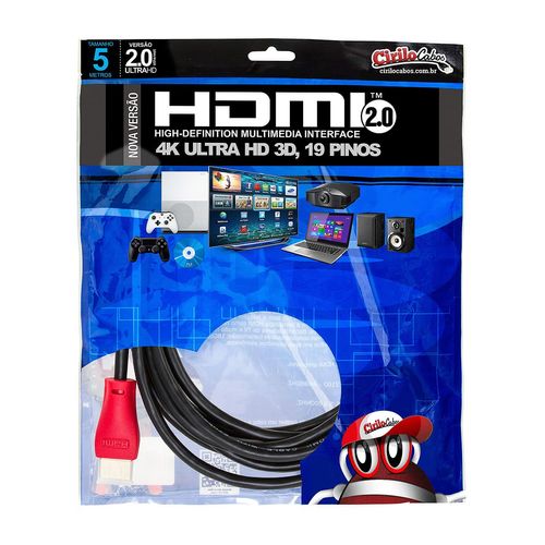 Cabo HDMI 2.0 Premium Ultra HD 4K@50/60 3D, Cirilo Cabos - 5 metros