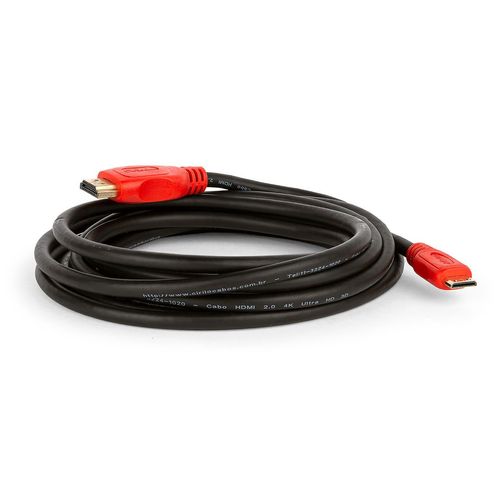 Cabo MINI HDMI para HDMI Versão 2.0 - 19 Pinos, 4K