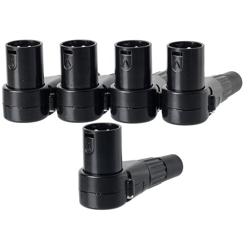 Kit com 5 PLug Conector XLR 90º Graus Cachimbo Macho