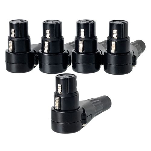 Kit com 5  PLug Conector XLR 90º Graus Cachimbo Femea