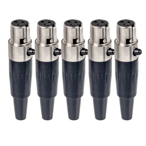 Kit com 5 Conectorres Mini PLug XLR Fêmea