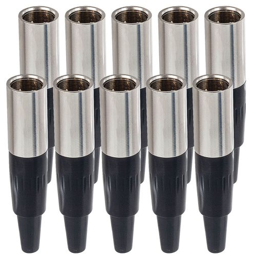 Kit com 10 Conector Mini PLug XLR Macho