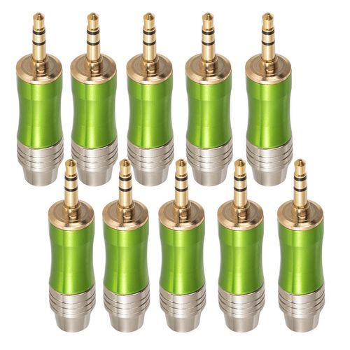Kit com 10 Plug Estéreo P2 - Metal Verde