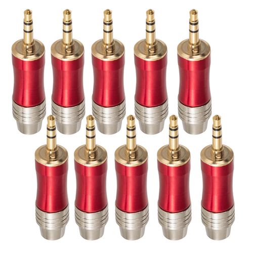 Kit com 10 Plug Estéreo P2 - Metal Vermelho