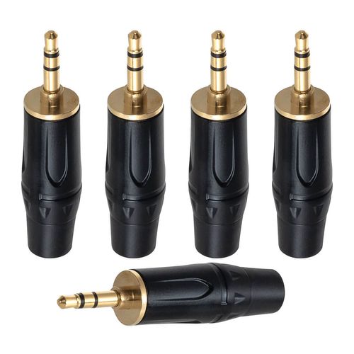 Kit com 5 Conectores P2 Macho Cirilo Cabos Preto