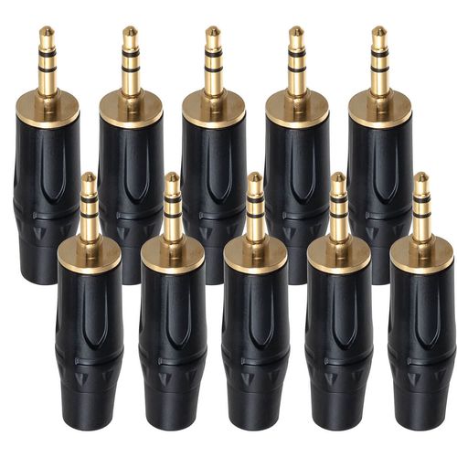 Kit com 10 Plug Conector P2 Macho Estéreo Cirilo Cabos 6mm Preto