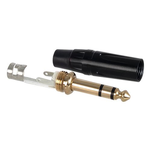 Kit com 5 Conectores Plug P10 Estéreo Cirilo Cabos Preto