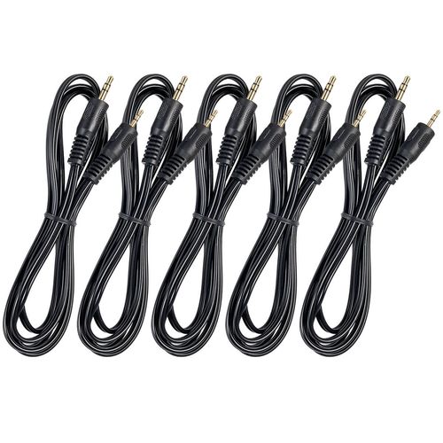 Kit com 5 Cabos de Áudio auxiliar P1 para P2 - Estéreo